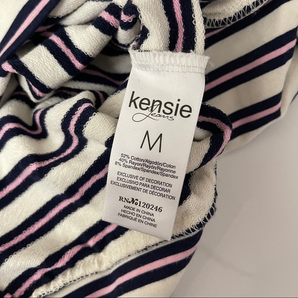 Kenzie Striped Tie Waist Long Sleeve Top Pink White Black Jersey Sweatshirt - Picture 7 of 8